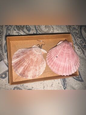 Pink Seashell Dangle Earrings - Homemade
